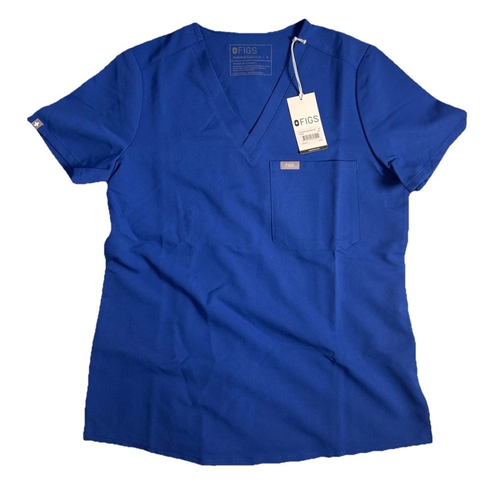 Figs Scrubs Technical‎ Collection Catalog Shirt Top Small Blue Medical NWT